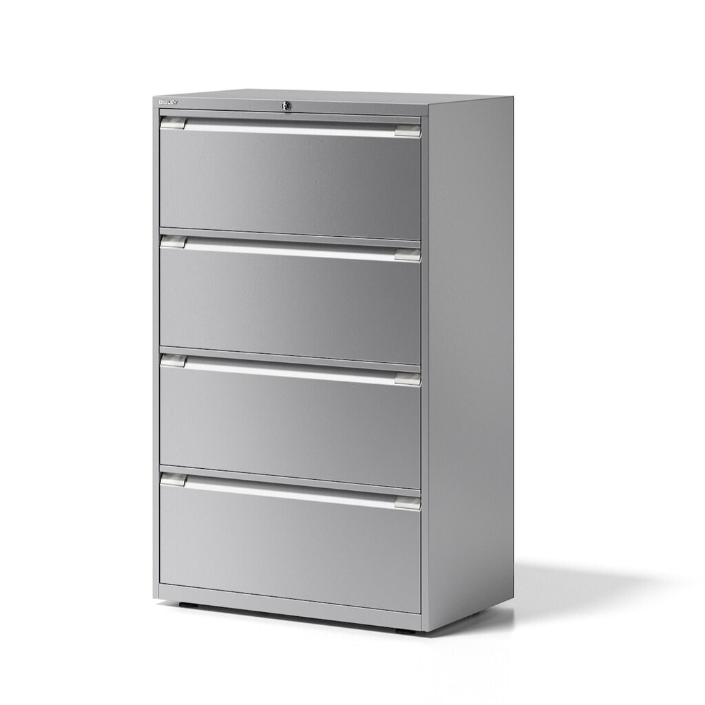 Armoire à dossiers suspendus BISLEY Essentials, 4 tiroirs, gris clair Illustration du produit: Armoire à dossiers suspendus BISLEY Essentials, 4 tiroirs, gris clair
