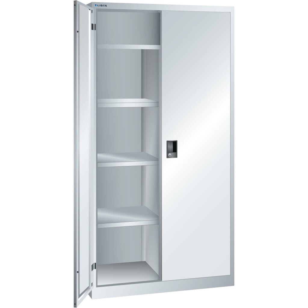 Illustration du produit: Armoire à linge et vestiaire LISTA, (lxPxH) 1 000x500x1 950 mm, 4 étagères réglables, gris clair, KEY Lock