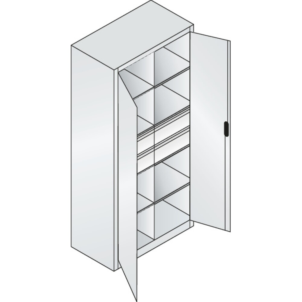 N° de l'image du produit 10 : Armoire à outils C+P, tiroirs 4 x 174 mm, 6 tablettes, largeur 930 mm, gris clair, bleu gentiane