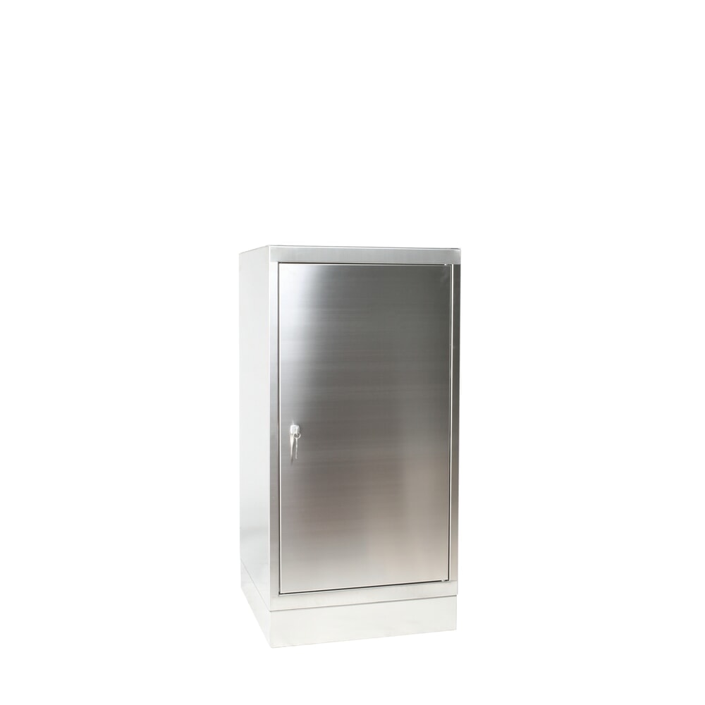 Illustration du produit: Armoire à outils en acier inoxydable, à 1 battant, HxlxP 1.050 x 500 x 500 mm, avec socle, avec 1 tablette fixe