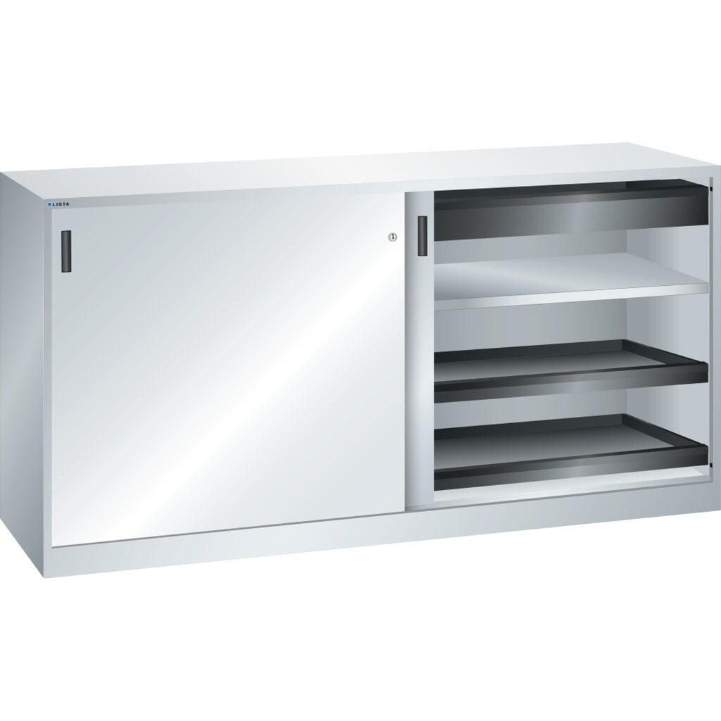 Armoire à outils LISTA, (lxPxH) 2 000x580x1 000 mm, 4 étagères coulissantes, 2 tiroirs, gris clair Illustration du produit: Armoire à outils LISTA, (lxPxH) 2 000x580x1 000 mm, 4 étagères coulissantes, 2 tiroirs, gris clair