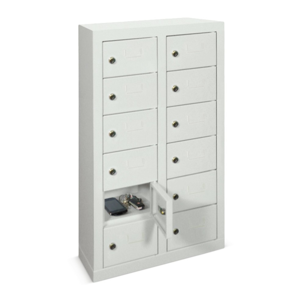 N° de l'image du produit 2 : Armoire à petits compartiments PAVOY, 12 compartiments, H x l x P 815 x 460 x 200 mm, avec porte-étiquettes, rouge rubis, gris clair
