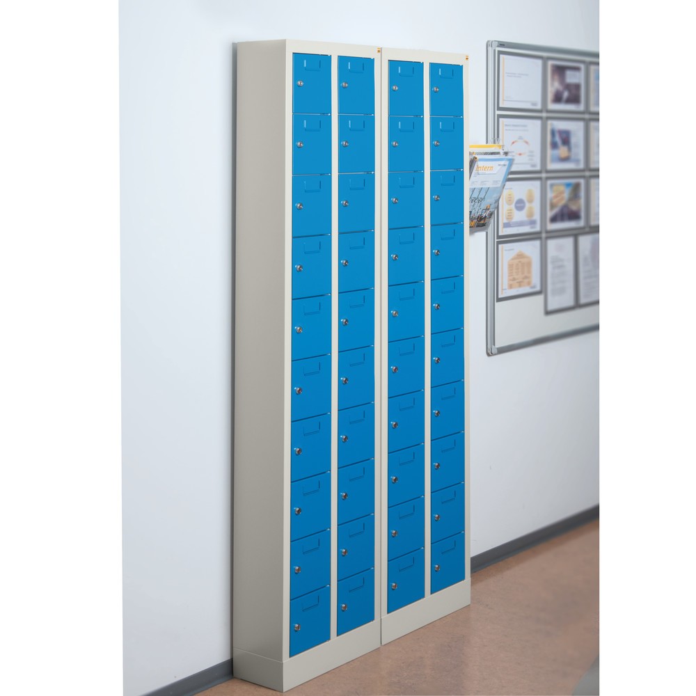 N° de l'image du produit 5 : Armoire à petits compartiments PAVOY, 20 compartiments, H x l x P 1 950 x 460 x 200 mm, avec porte-étiquettes, rouge feu, gris clair