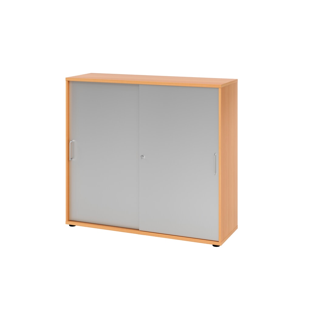 Armoire à portes coulissantes Hammerbacher 3OH 120 cm BS hêtre/argenté Illustration du produit: Armoire à portes coulissantes Hammerbacher 3OH 120 cm BS hêtre/argenté