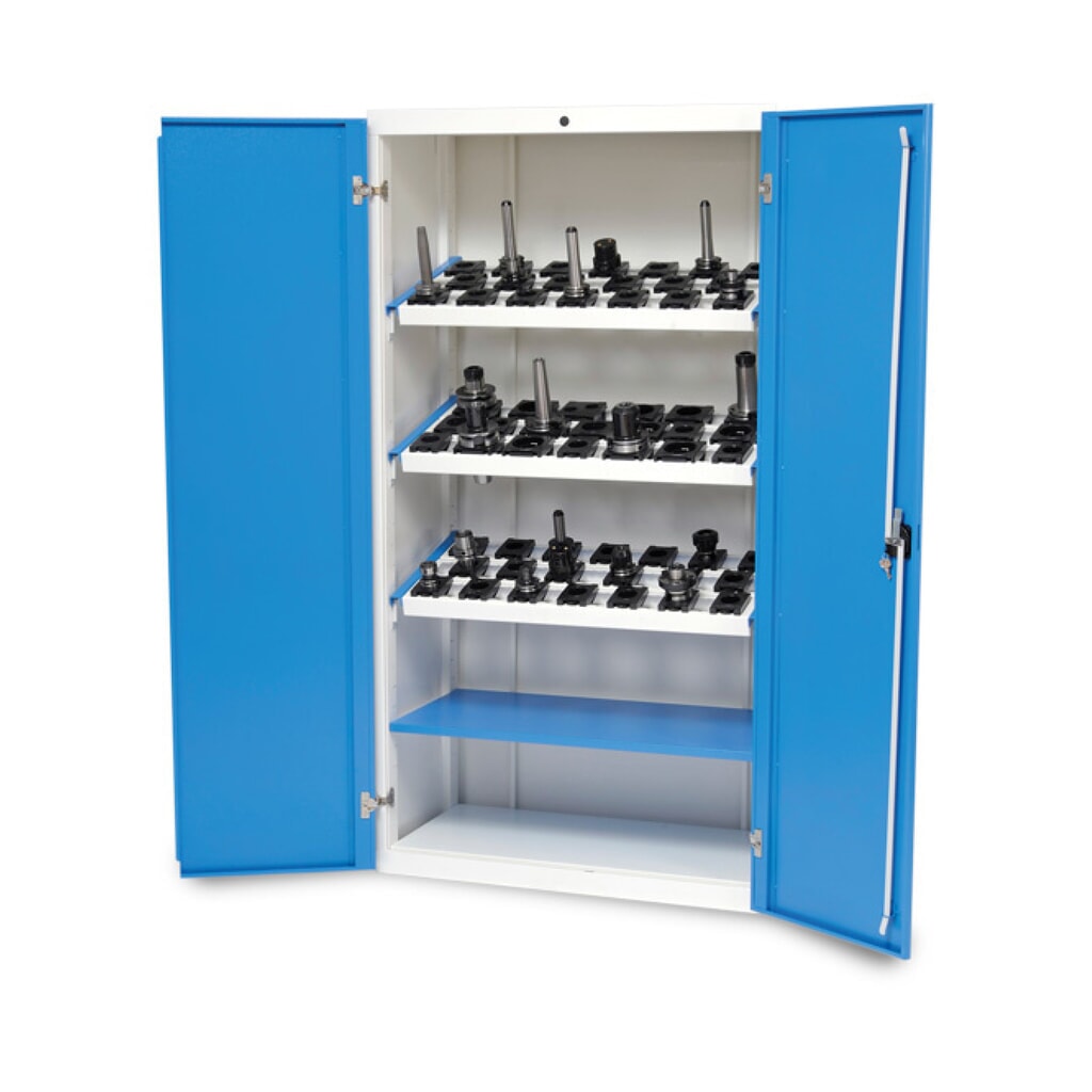 Armoire à portes battantes CNC Bedrunka+Hirth, H x l x P 1 838 x 980 x 500 mm, gris clair, bleu clair, avec 3 cadres porte-outils CNC N° de l'image du produit 1 : Armoire à portes battantes CNC Bedrunka+Hirth, H x l x P 1 838 x 980 x 500 mm, gris clair, bleu clair, avec 3 cadres porte-outils CNC