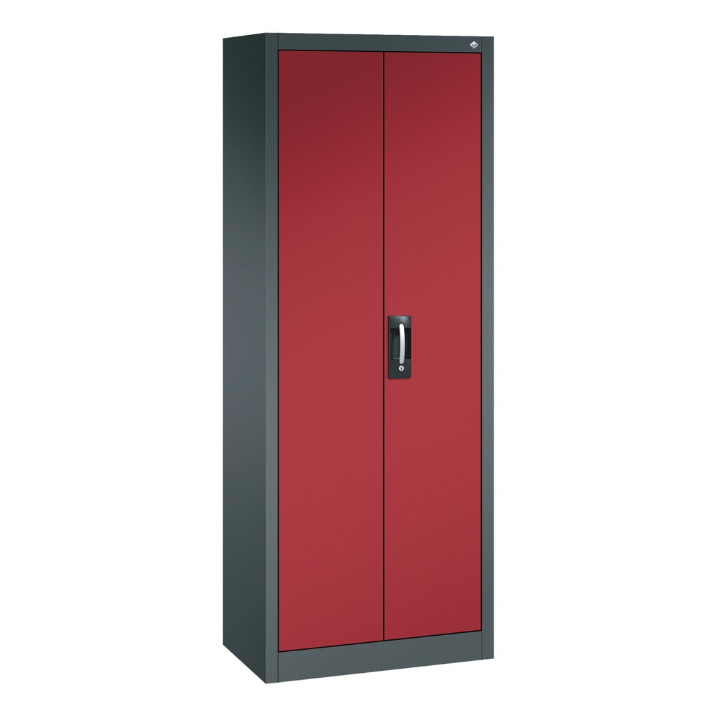 Illustration du produit: Armoire à portes battantes d’atelier C+P avec 4 tablettes, H x l x P 1 950 x 700 x 400 mm, gris anthracite, rouge rubis