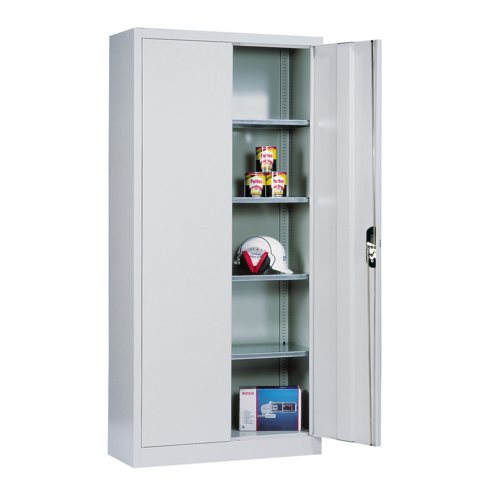 N° de l'image du produit 10 : Armoire à portes battantes d’atelier C+P avec 4 tablettes, H x l x P 1 950 x 700 x 400 mm, gris anthracite, rouge rubis