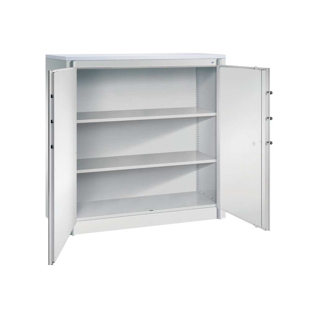 N° de l'image du produit 3 : Armoire à portes battantes de sécurité C+P, 3 niveaux, H x l x P 1 226 x 1 200 x 500 mm, gris clair/gris clair, Gris clair