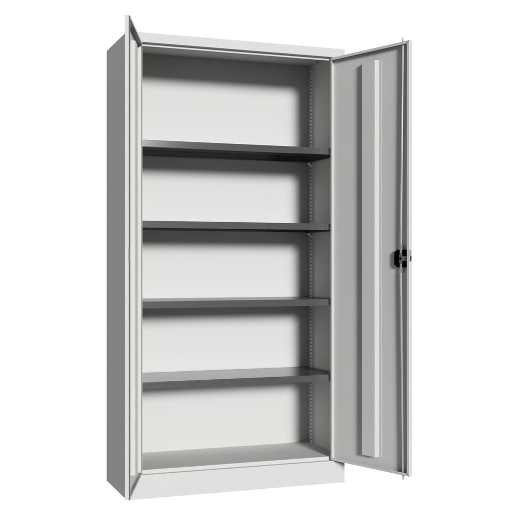 N° de l'image du produit 4 : Armoire à portes battantes PAVOY, 4 tablettes, H x l x P 1 950 x 1 000 x 400 mm, bleu clair, gris clair