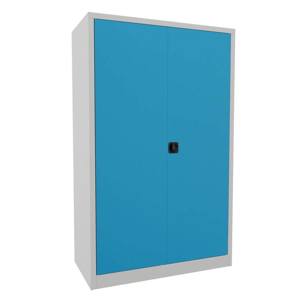 Illustration du produit: Armoire à portes battantes PAVOY, 4 tablettes, H x l x P 1 950 x 1 200 x 600 mm, bleu clair, gris clair