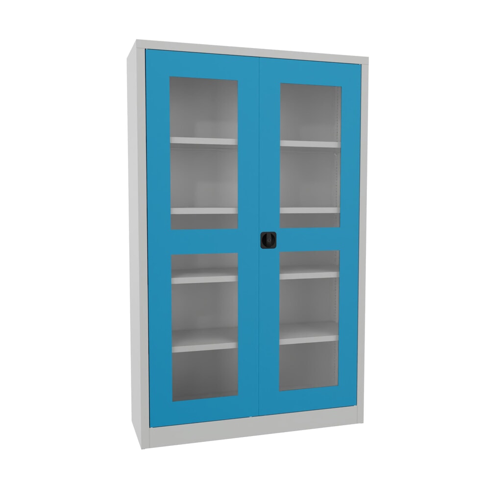 Illustration du produit: Armoire à portes battantes PAVOY avec regards, H x l x P 1 950 x 1 200 x 400 mm, bleu clair, gris clair