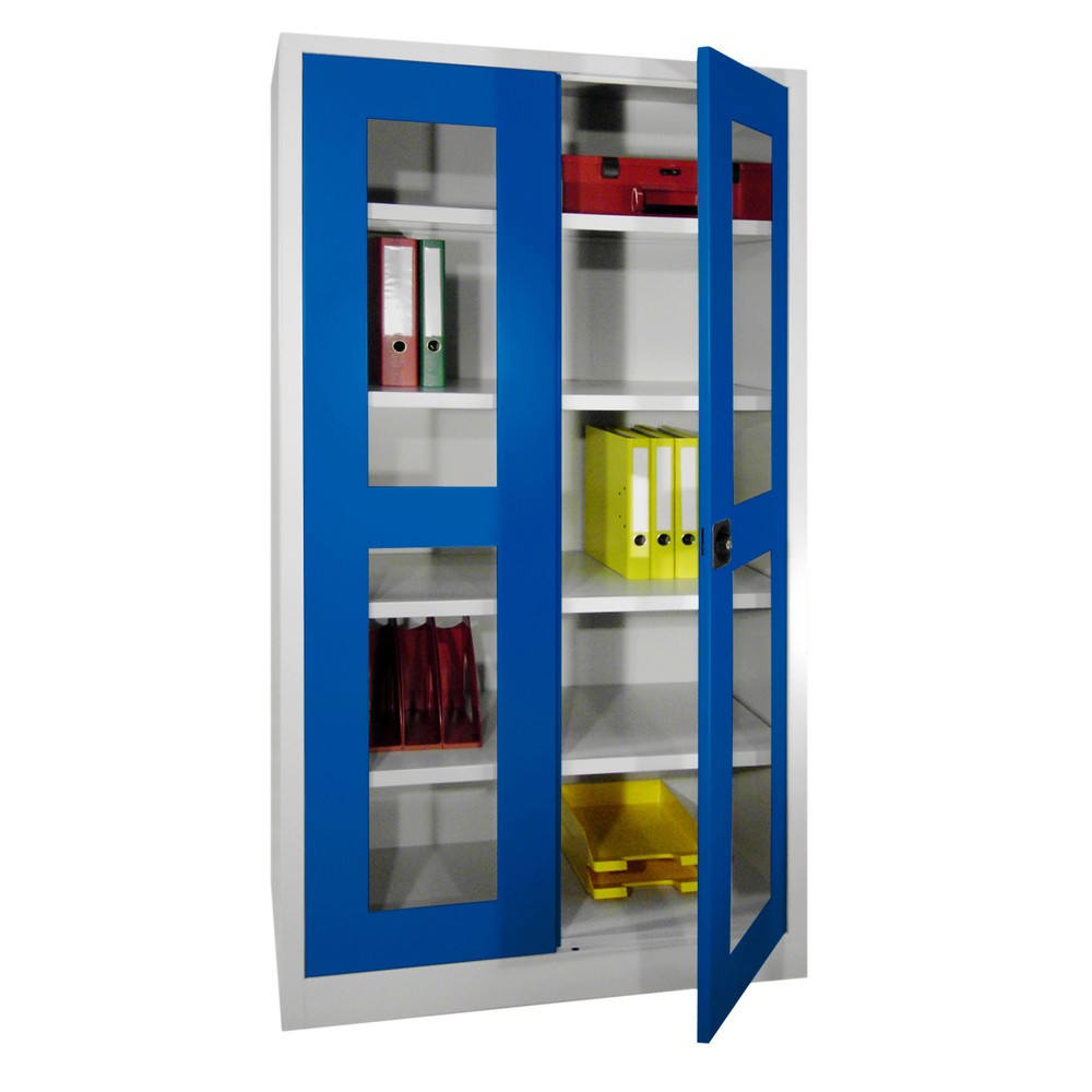 N° de l'image du produit 5 : Armoire à portes battantes PAVOY avec regards, H x l x P 1 950 x 1 200 x 400 mm, bleu clair, gris clair