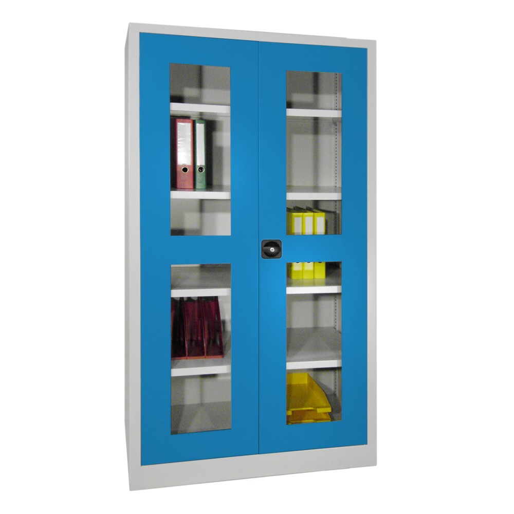 N° de l'image du produit 6 : Armoire à portes battantes PAVOY avec regards, H x l x P 1 950 x 1 200 x 400 mm, bleu clair, gris clair