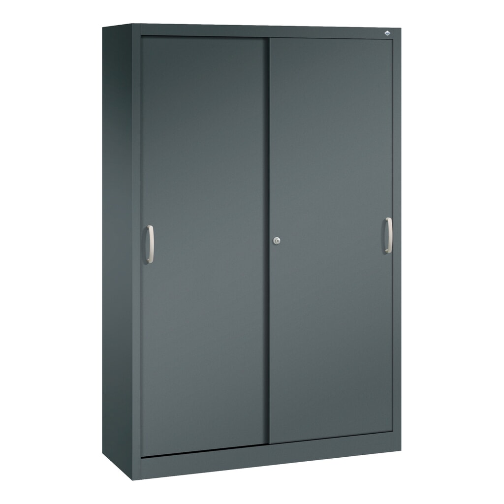 Illustration du produit: Armoire à portes coulissantes d’atelier C+P avec 4 tablettes, H x l x P 1 950 x 1 200 x 400 mm, gris anthracite, gris anthracite
