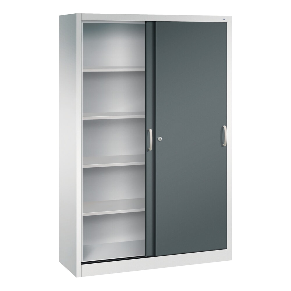N° de l'image du produit 4 : Armoire à portes coulissantes, H x l x P 1 950 x 1 200 x 400 mm, gris clair, gris anthracite