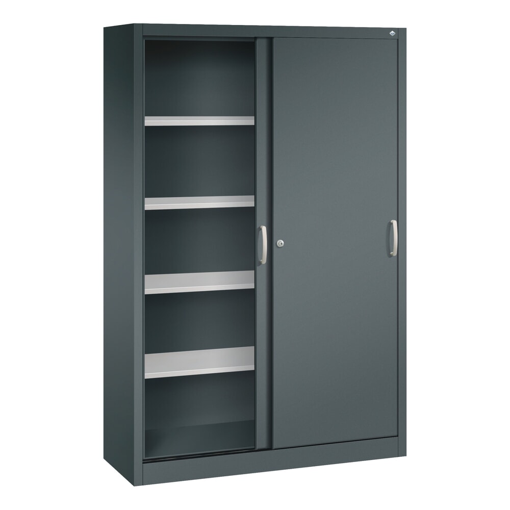 N° de l'image du produit 4 : Armoire à portes coulissantes, H x l x P 1 950 x 1 200 x 400 mm, gris anthracite, gris anthracite