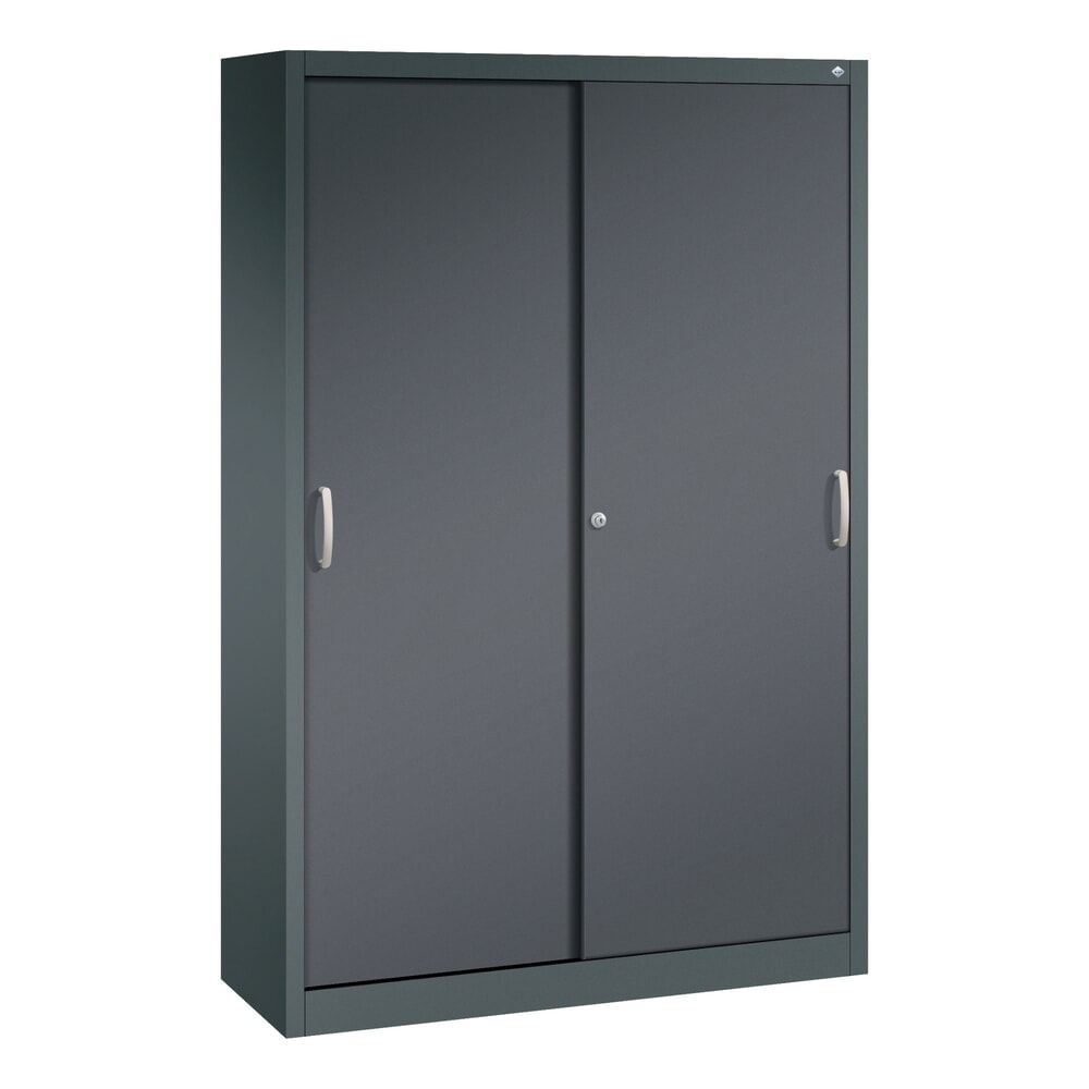 N° de l'image du produit 1 : Armoire à portes coulissantes, H x l x P 1 950 x 1 200 x 400 mm, gris anthracite, gris noir
