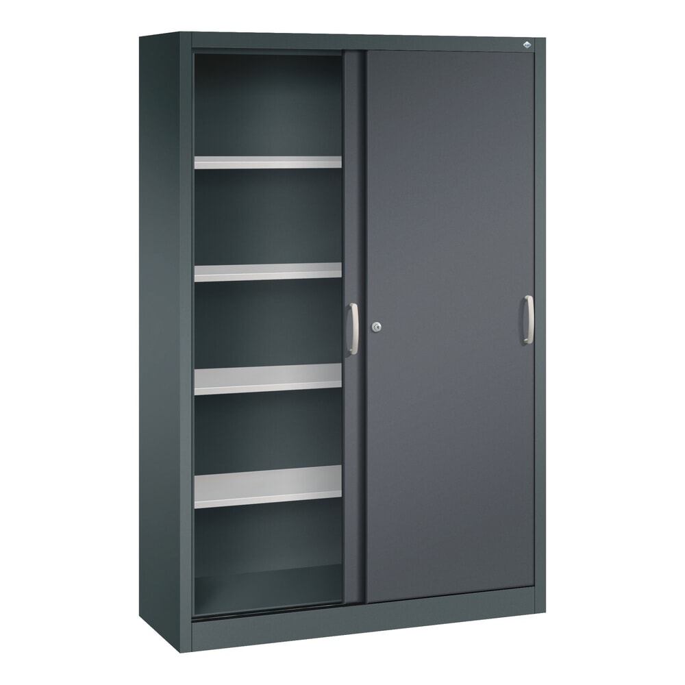 N° de l'image du produit 4 : Armoire à portes coulissantes, H x l x P 1 950 x 1 200 x 400 mm, gris anthracite, gris noir