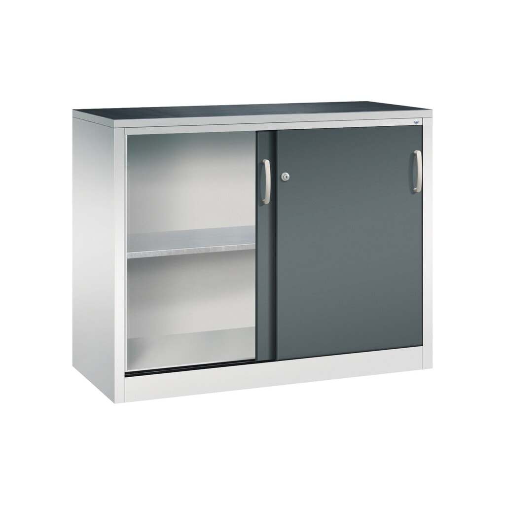 N° de l'image du produit 3 : Armoire à portes coulissantes pour charges lourdes C+P, H x l x P 1 000 x 1 200 x 500 mm, gris clair, gris anthracite
