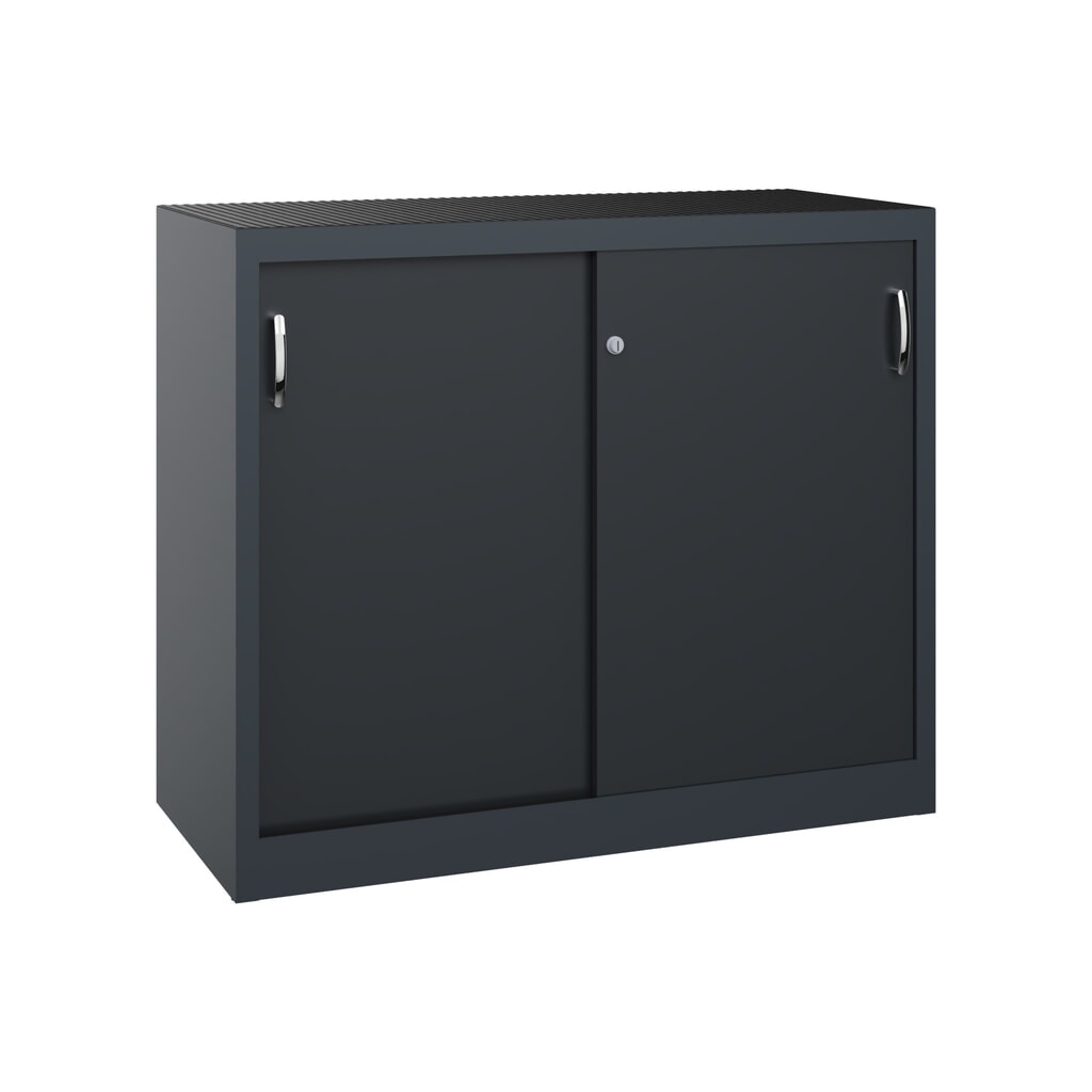 Armoire à portes coulissantes pour charges lourdes C+P, H x l x P 1 000 x 1 200 x 500 mm, gris anthracite, gris noir Illustration du produit: Armoire à portes coulissantes pour charges lourdes C+P, H x l x P 1 000 x 1 200 x 500 mm, gris anthracite, gris noir
