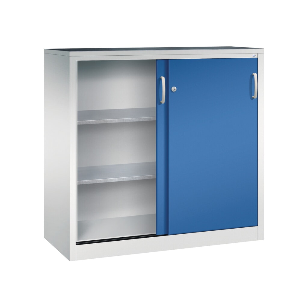 Armoire à portes coulissantes pour charges lourdes C+P, H x l x P 1 200 x 1 200 x 500 mm, gris clair, bleu gentiane N° de l'image du produit 3 : Armoire à portes coulissantes pour charges lourdes C+P, H x l x P 1 200 x 1 200 x 500 mm, gris clair, bleu gentiane