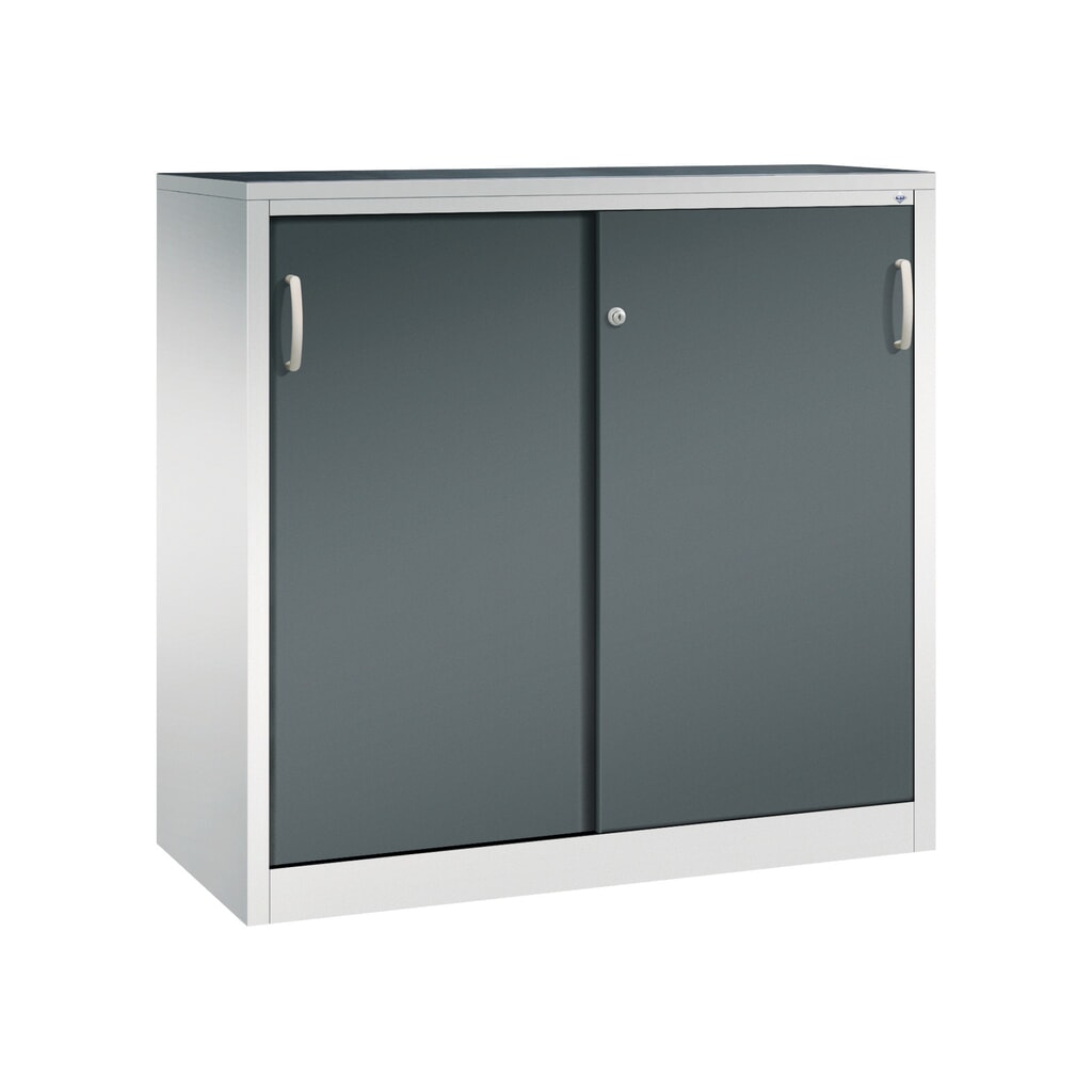 Armoire à portes coulissantes pour charges lourdes C+P, H x l x P 1 200 x 1 200 x 500 mm, gris clair, gris anthracite Illustration du produit: Armoire à portes coulissantes pour charges lourdes C+P, H x l x P 1 200 x 1 200 x 500 mm, gris clair, gris anthracite