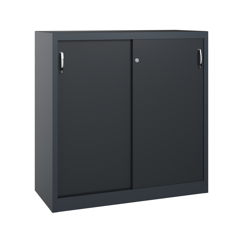 Illustration du produit: Armoire à portes coulissantes pour charges lourdes C+P, H x l x P 1 200 x 1 200 x 500 mm, gris anthracite, gris noir