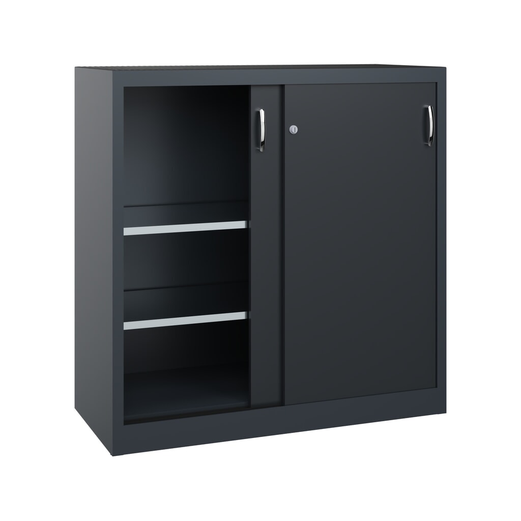 Armoire à portes coulissantes pour charges lourdes C+P, H x l x P 1 200 x 1 200 x 500 mm, gris anthracite, gris noir N° de l'image du produit 2 : Armoire à portes coulissantes pour charges lourdes C+P, H x l x P 1 200 x 1 200 x 500 mm, gris anthracite, gris noir