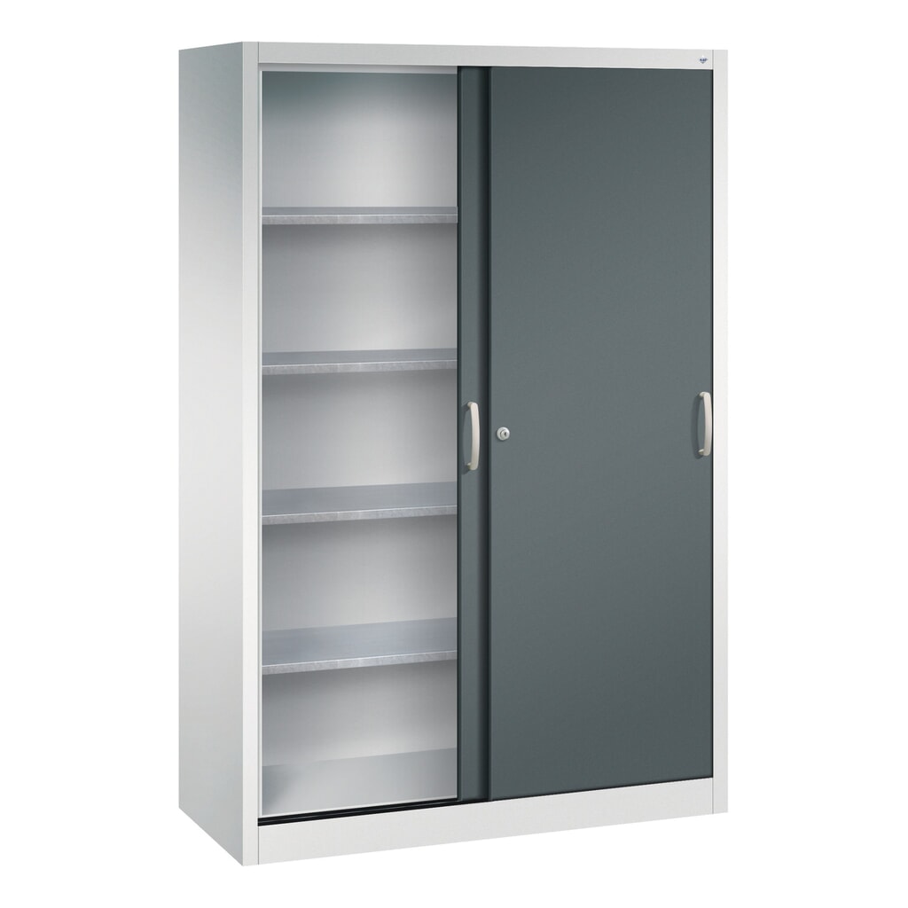 N° de l'image du produit 3 : Armoire à portes coulissantes pour charges lourdes C+P, H x l x P 1 950 x 1 200 x 500 mm, gris clair, gris anthracite