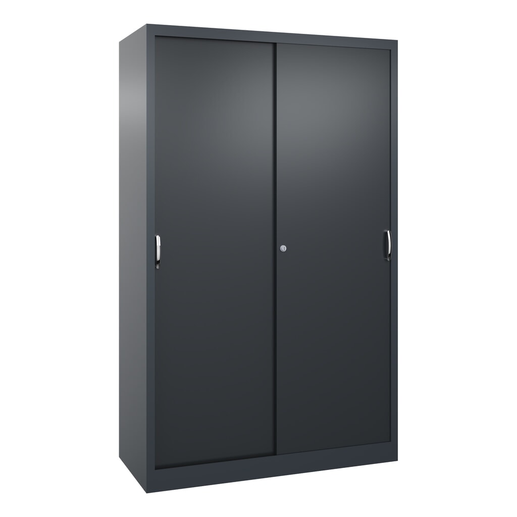 Armoire à portes coulissantes pour charges lourdes C+P, H x l x P 1 950 x 1 200 x 500 mm, gris anthracite, gris noir Illustration du produit: Armoire à portes coulissantes pour charges lourdes C+P, H x l x P 1 950 x 1 200 x 500 mm, gris anthracite, gris noir