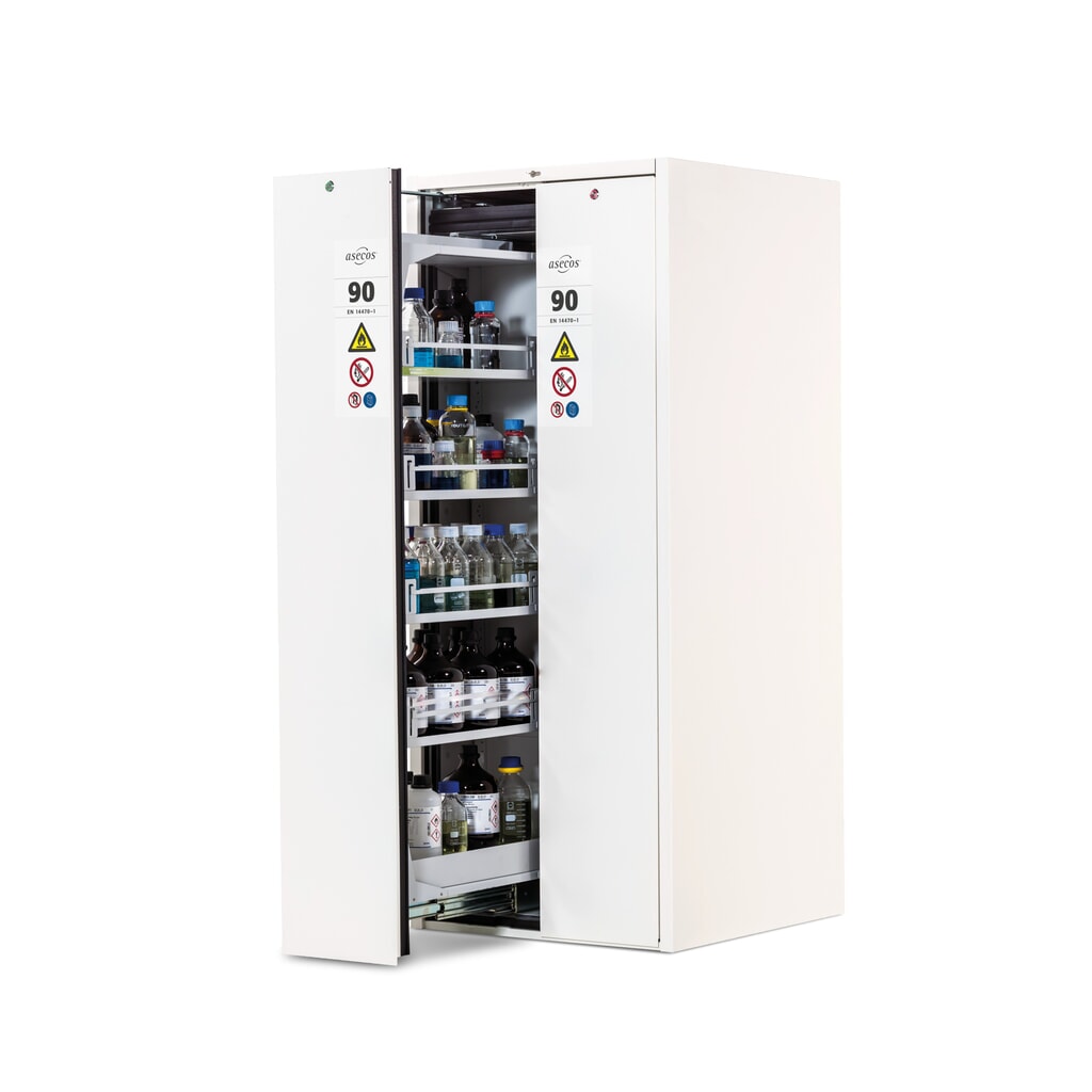 Illustration du produit: asecos® Armoire coupe-feu V-MOVE-90 avec tiroir vertical, HxlxP. 1 966 x 819 x 860 mm, blanc laboratoire