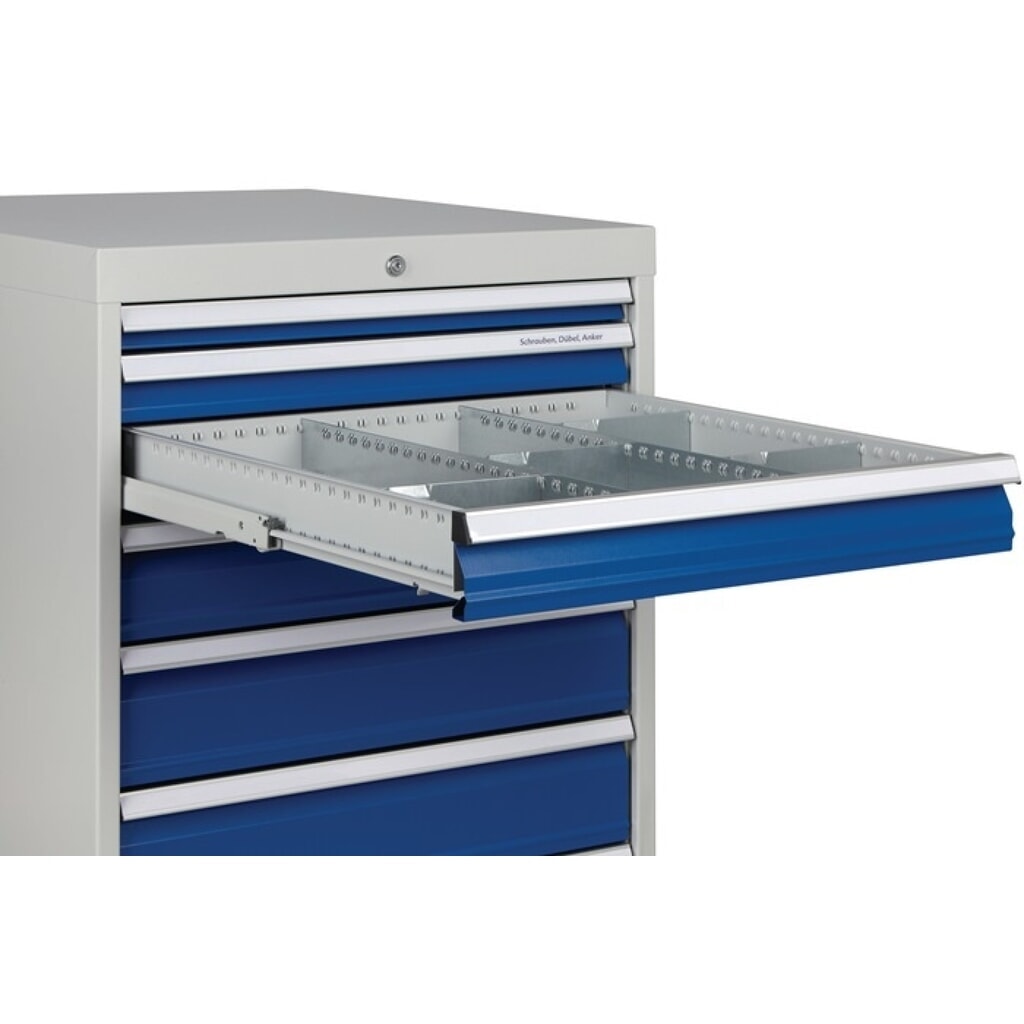 N° de l'image du produit 6 : Armoire à tiroirs, gris clair / bleu de sécurité, 7 tiroirs, H 1 019xL 705xP 736 mm, extension totale