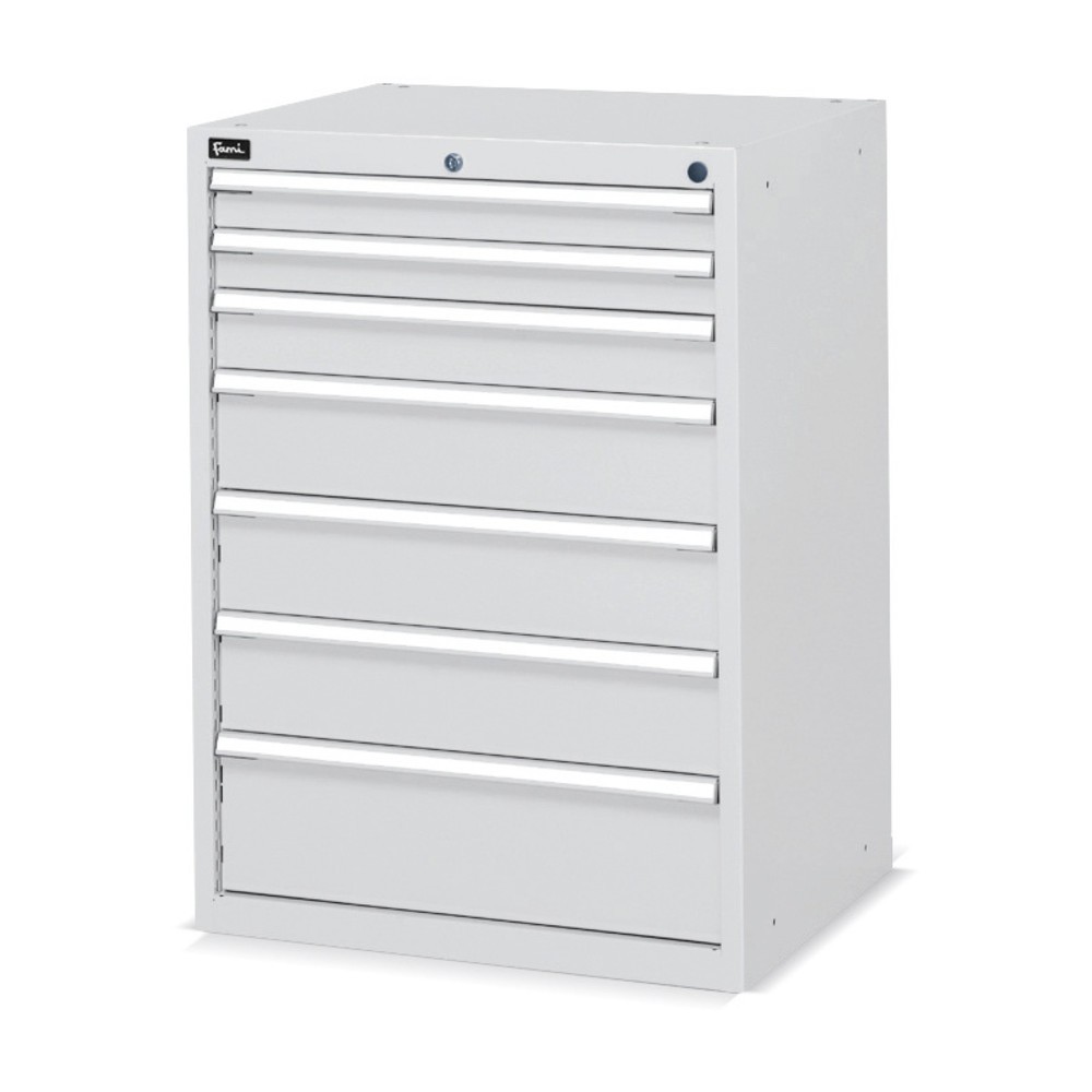 N° de l'image du produit 1 : Armoire à tiroirs Fami Flexa Key Comfort, tiroirs 2x75/1x100/3x150/1x200 mm, HxLxP 1 000 x 717 x 600 mm, RAL 7035 gris clair