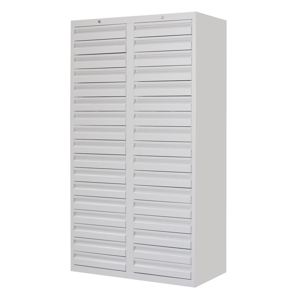 N° de l'image du produit 2 : Armoire à tiroirs légère PAVOY, guidage à coulissement, tiroirs 34 x 100 mm, largeur 1 000 m, bleu gentiane, gris clair