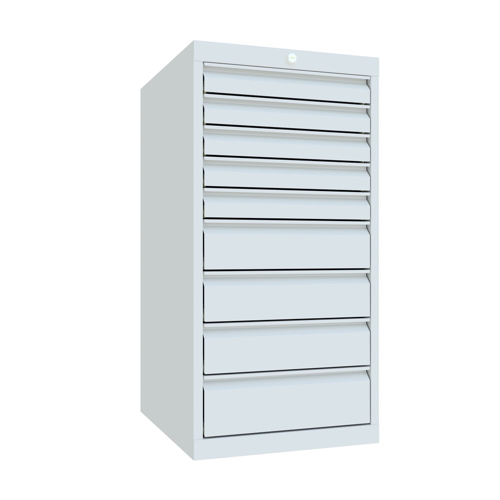 Illustration du produit: Armoire à tiroirs PAVOY, hauteur 1 000 mm, tiroirs 5 x 75 mm + 3 x 125 mm + 1 x 150 mm, largeur 500 mm, gris clair, gris clair