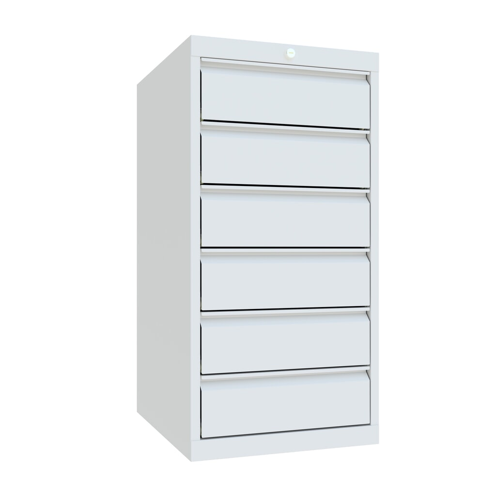 N° de l'image du produit 1 : Armoire à tiroirs PAVOY, hauteur 1 000 mm, tiroirs 6 x 150 mm, largeur 500 mm, gris clair, gris clair