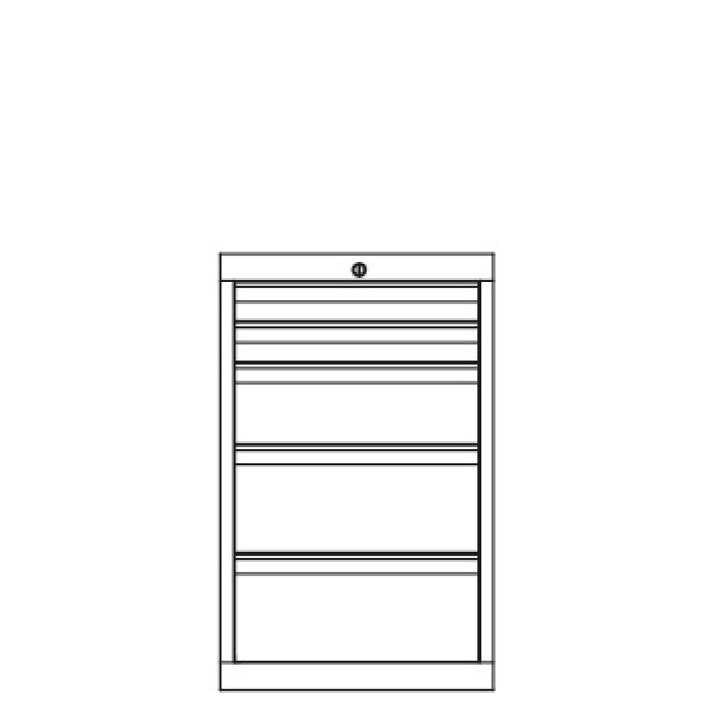 N° de l'image du produit 3 : Armoire à tiroirs PAVOY, hauteur 800 mm, tiroirs 2 x 75 mm + 1 x 150 mm + 2 x 200 mm, largeur 500 mm, gris clair, rouge rubis
