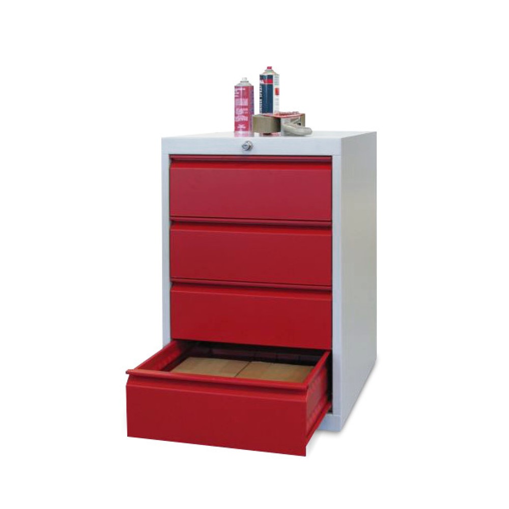 Illustration du produit: Armoire à tiroirs PAVOY, hauteur 800 mm, tiroirs 4 x 175 mm, largeur 500 mm, gris clair, bleu gentiane