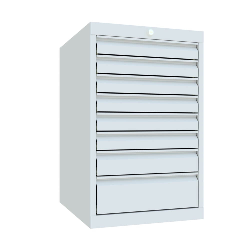 Illustration du produit: Armoire à tiroirs PAVOY, hauteur 800 mm, tiroirs 6 x 75 mm + 1 x 100 mm + 1 x 150 mm, largeur 500 mm, gris clair, gris clair