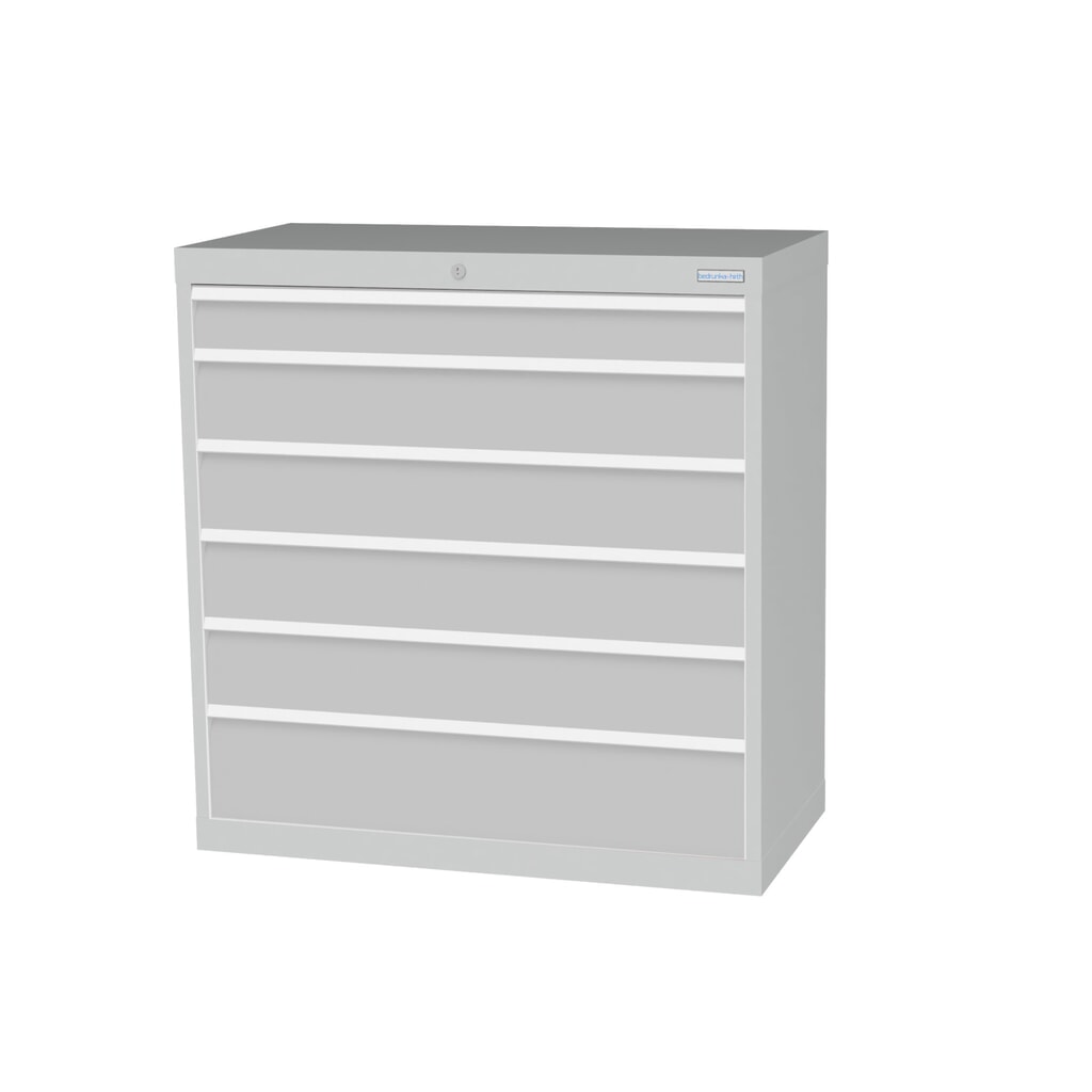 Illustration du produit: Armoire à tiroirs Profi, tiroirs de 1 x 100 + 4 x 150 + 1 x 200 mm, H x l x P 1 019 x 980 x 500 mm Bedrunka+Hirth, gris clair, gris clair