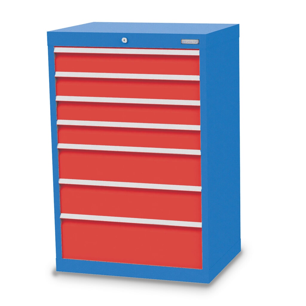 Armoire à tiroirs Profi, tiroirs de 4 x 100 + 2 x 150 + 1 x 200 mm, H x l x P 1 019 x 680 x 500 mm Bedrunka+Hirth, bleu clair, rouge signalisation Illustration du produit: Armoire à tiroirs Profi, tiroirs de 4 x 100 + 2 x 150 + 1 x 200 mm, H x l x P 1 019 x 680 x 500 mm Bedrunka+Hirth, bleu clair, rouge signalisation
