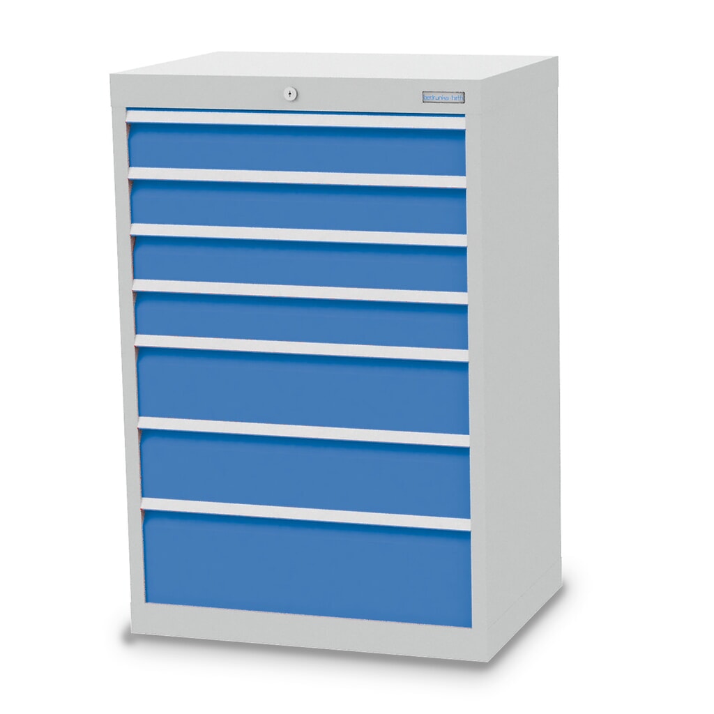 Armoire à tiroirs Profi, tiroirs de 4 x 100 + 2 x 150 + 1 x 200 mm, H x l x P 1 019 x 680 x 500 mm Bedrunka+Hirth, gris clair, bleu clair Illustration du produit: Armoire à tiroirs Profi, tiroirs de 4 x 100 + 2 x 150 + 1 x 200 mm, H x l x P 1 019 x 680 x 500 mm Bedrunka+Hirth, gris clair, bleu clair