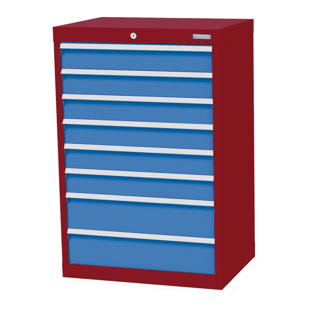 Armoire à tiroirs Profi, tiroirs de 6 x 100 + 2 x 150 mm, H x l x P 1 019 x 680 x 500 mm Bedrunka+Hirth, rouge rubis, bleu clair Illustration du produit: Armoire à tiroirs Profi, tiroirs de 6 x 100 + 2 x 150 mm, H x l x P 1 019 x 680 x 500 mm Bedrunka+Hirth, rouge rubis, bleu clair