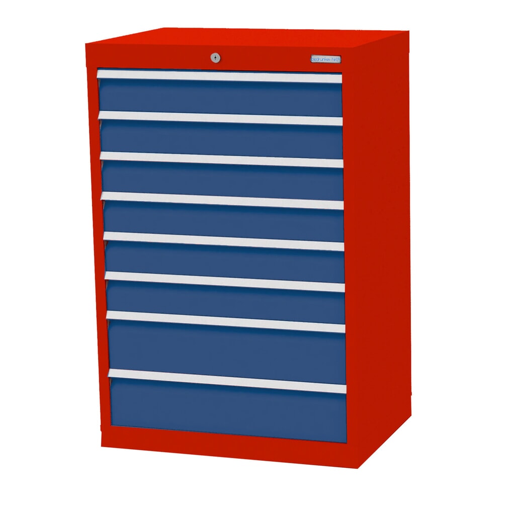 Armoire à tiroirs Profi, tiroirs de 6 x 100 + 2 x 150 mm, H x l x P 1 019 x 680 x 500 mm Bedrunka+Hirth, rouge signalisation, bleu gentiane Illustration du produit: Armoire à tiroirs Profi, tiroirs de 6 x 100 + 2 x 150 mm, H x l x P 1 019 x 680 x 500 mm Bedrunka+Hirth, rouge signalisation, bleu gentiane