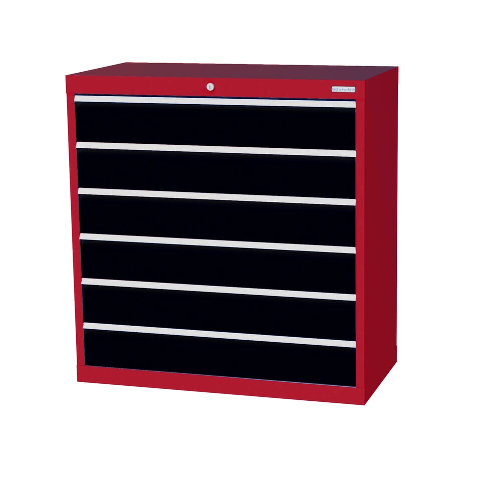 Illustration du produit: Armoire à tiroirs Profi, tiroirs de 6 x 150 mm, H x l x P 1 019 x 980 x 500 mm Bedrunka+Hirth, gris anthracite, rouge rubis