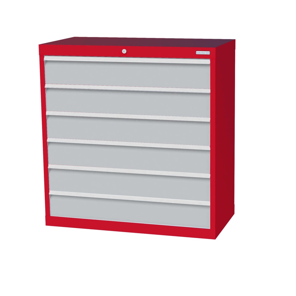 Illustration du produit: Armoire à tiroirs Profi, tiroirs de 6 x 150 mm, H x l x P 1 019 x 980 x 500 mm Bedrunka+Hirth, rouge signalisation, gris clair