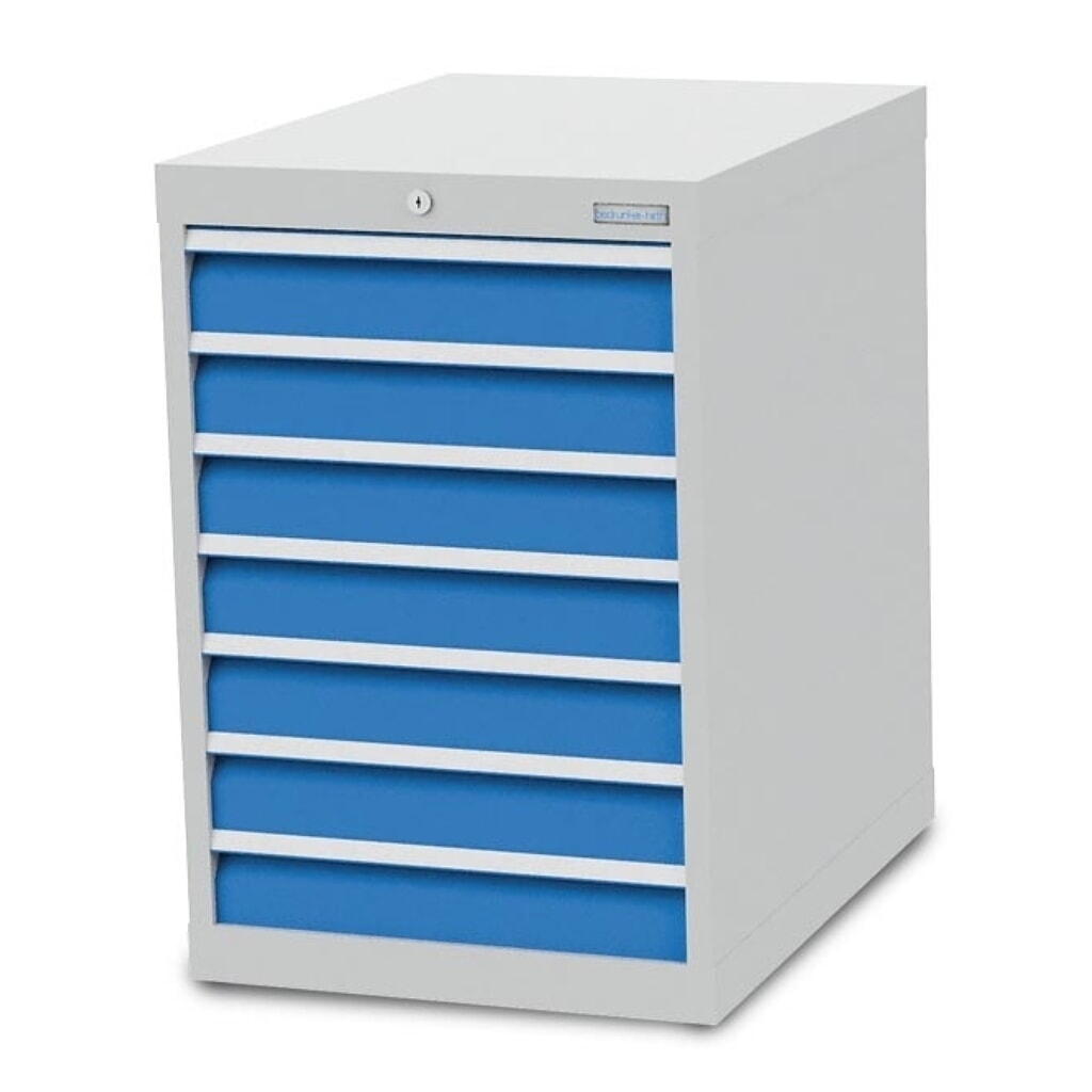 Armoire à tiroirs R 18-24 Bedrunka+Hirth, H x l x P 819 x 555 x 736 mm, gris clair, bleu clair, 7 tiroirs 7 x 100 mm Illustration du produit: Armoire à tiroirs R 18-24 Bedrunka+Hirth, H x l x P 819 x 555 x 736 mm, gris clair, bleu clair, 7 tiroirs 7 x 100 mm