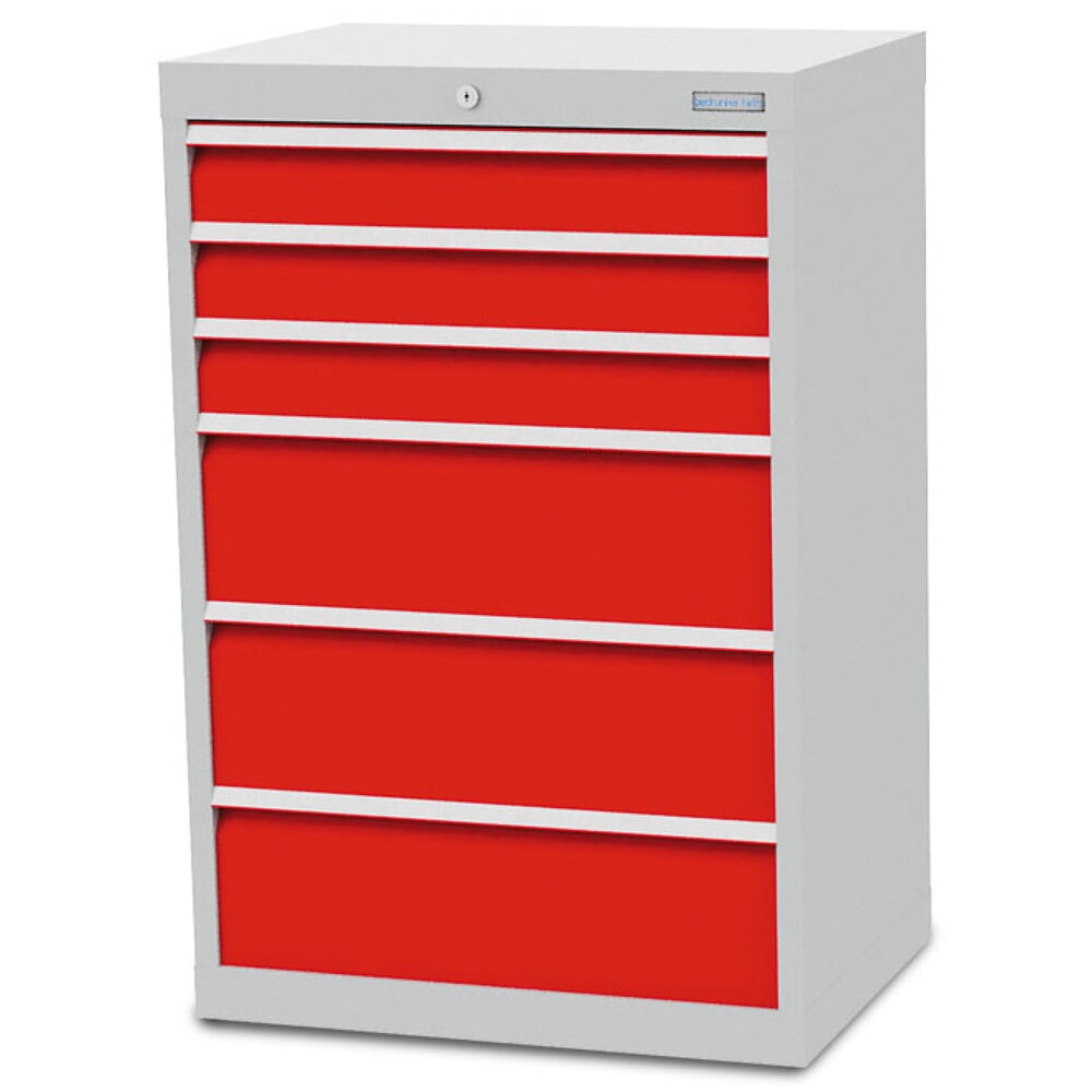 Illustration du produit: Armoire à tiroirs R 24-16 Bedrunka+Hirth, H x l x P 1 019 x 680 x 500 mm, gris clair, bleu clair, 6 tiroirs