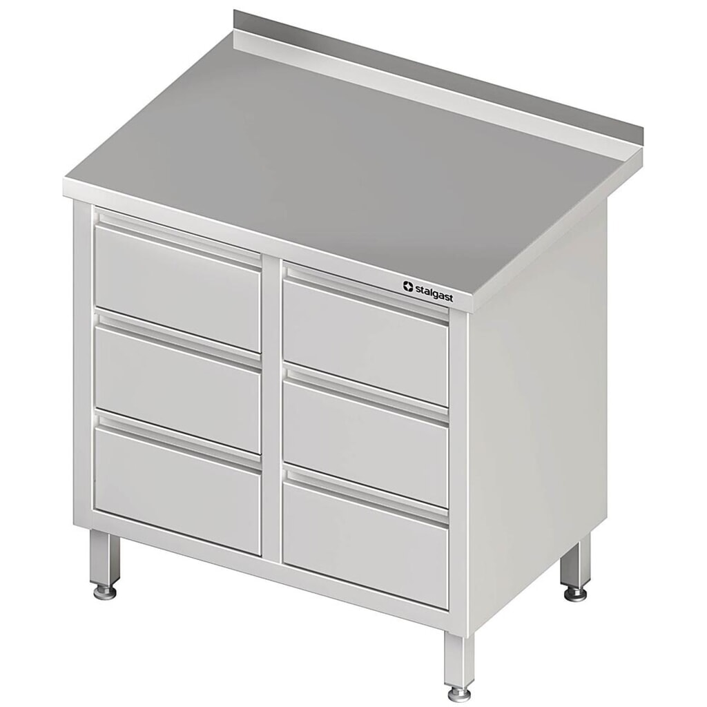 Armoire à tiroirs Stalgast avec 2x3 tiroirs, 840x600x850 mm, avec rebord, soudée Illustration du produit: Armoire à tiroirs Stalgast avec 2x3 tiroirs, 840x600x850 mm, avec rebord, soudée