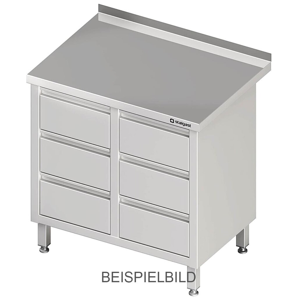 Armoire à tiroirs Stalgast avec 2x3 tiroirs, 840x600x850 mm, sans rebord, soudée Illustration du produit: Armoire à tiroirs Stalgast avec 2x3 tiroirs, 840x600x850 mm, sans rebord, soudée